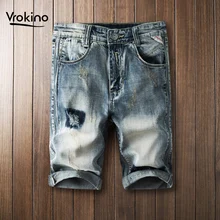 Новые Продукты летом светло-голубые шорты джинсы мужские модные свободные прямые джинсы мужские трусы новые продукты