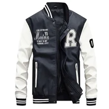 Брендовая мужская куртка из искусственной кожи с шерстяной подкладкой, Флисовая теплая куртка в стиле милитари, Бейсбольный воротник, кожаная куртка-пилот