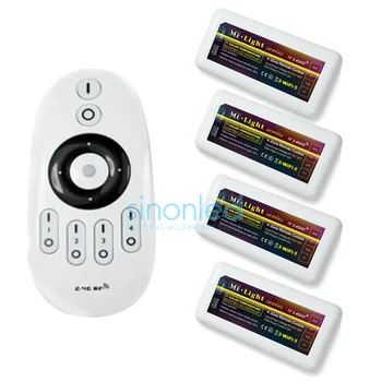 

1x Remote +4x WW/CW LED Controller 2.4Ghz 4-Zone Wireless RF remote For Warm/Cold white Led Strip Light