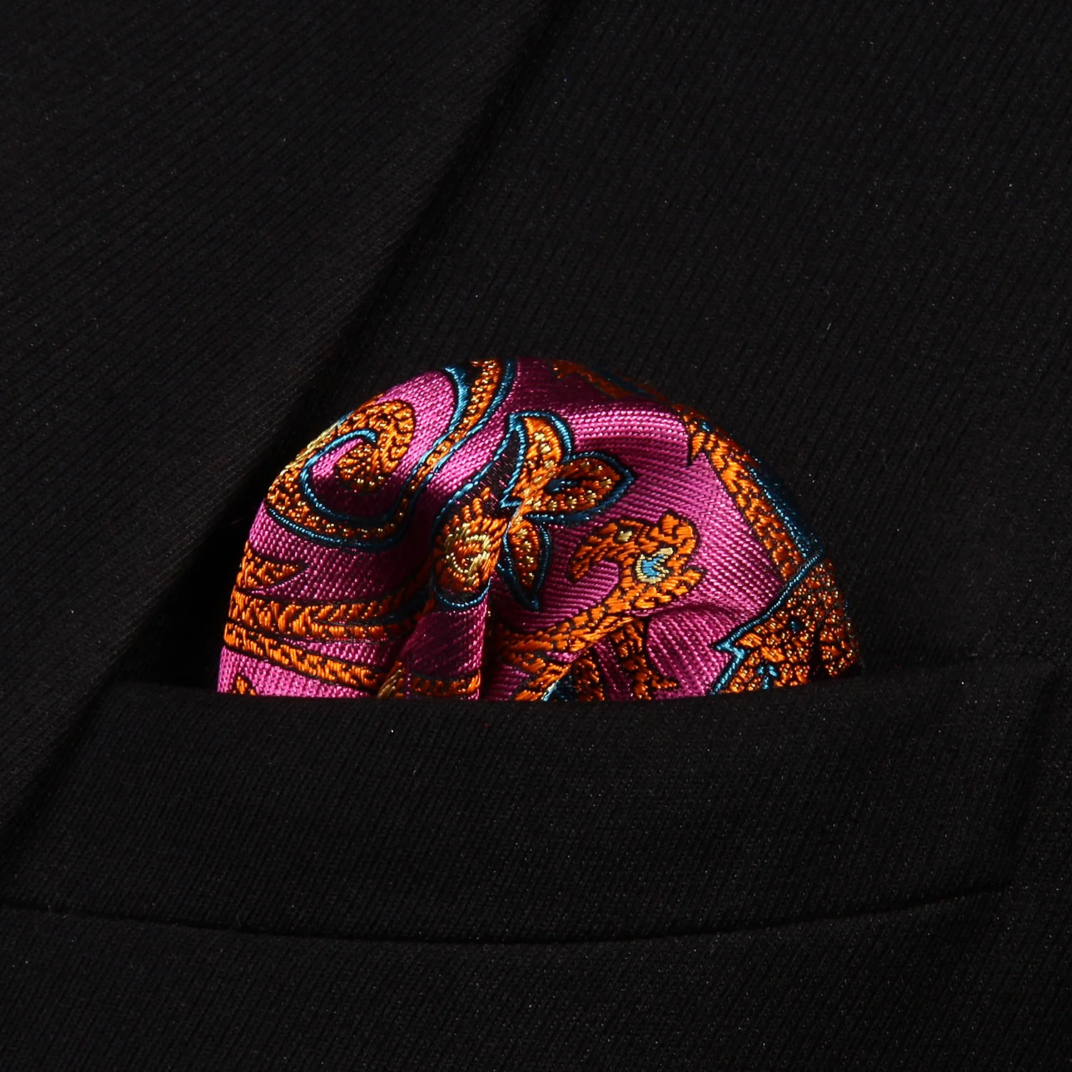  Party Wedding Classic Pocket Square Tie TZP12K8 Pink Orange Paisley 3.4