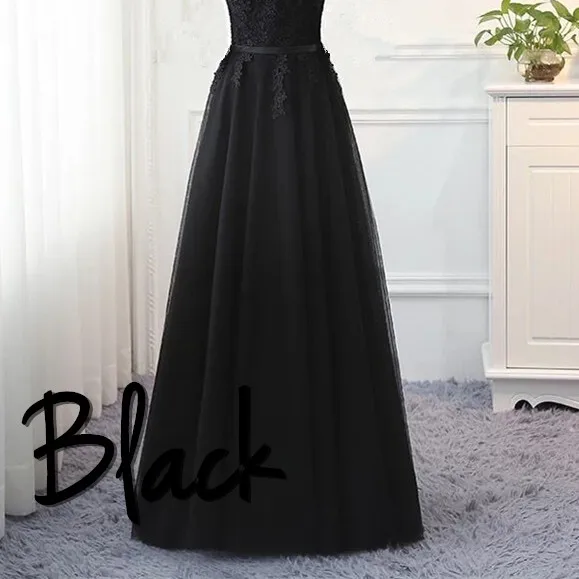 Элегантные платья невесты из тюля с коротким рукавом трапециевидной формы длиной до пола новые длинные женские вечерние платья LA02 - Цвет: Black