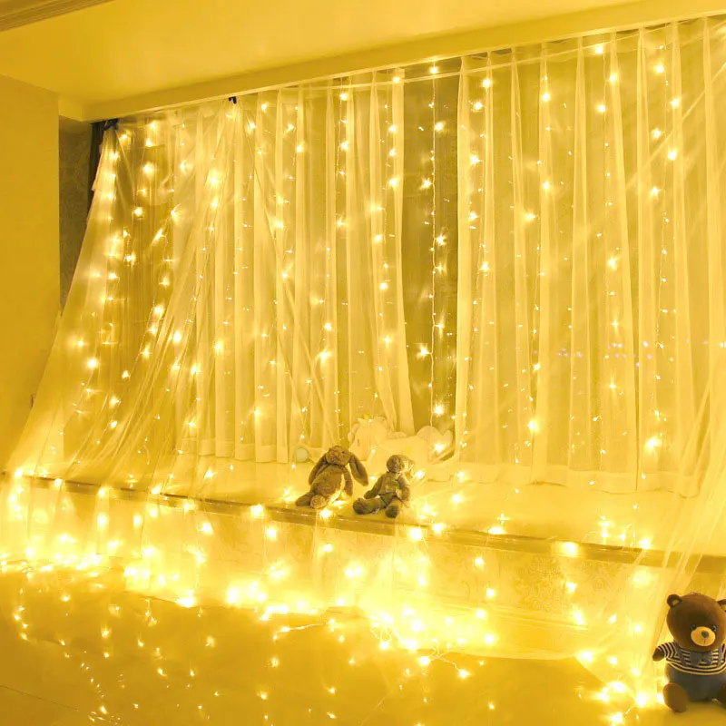 3x3 Metro UL 588 cortina de luz 300LED Bar de hielo cortina de luz IP44 Navidad impermeable para de interior al aire libre hogar Luces Decoración