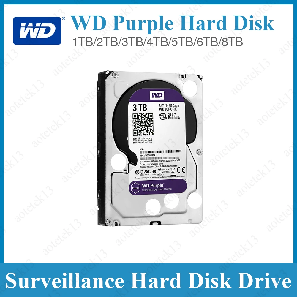 WD purple 3.5 дюймовый SATA 1 ТБ 2 3 4 6 жесткий диск создан для 24/7 всегда на наблюдения