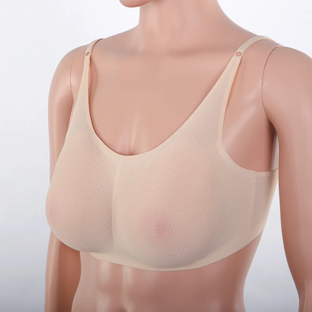 

A-E Cup Teardrop Shape Fake Breast Underwear Sets Bra Big Chest Suit Boobs Strap Vest Women Mastectomy Transsexual Props