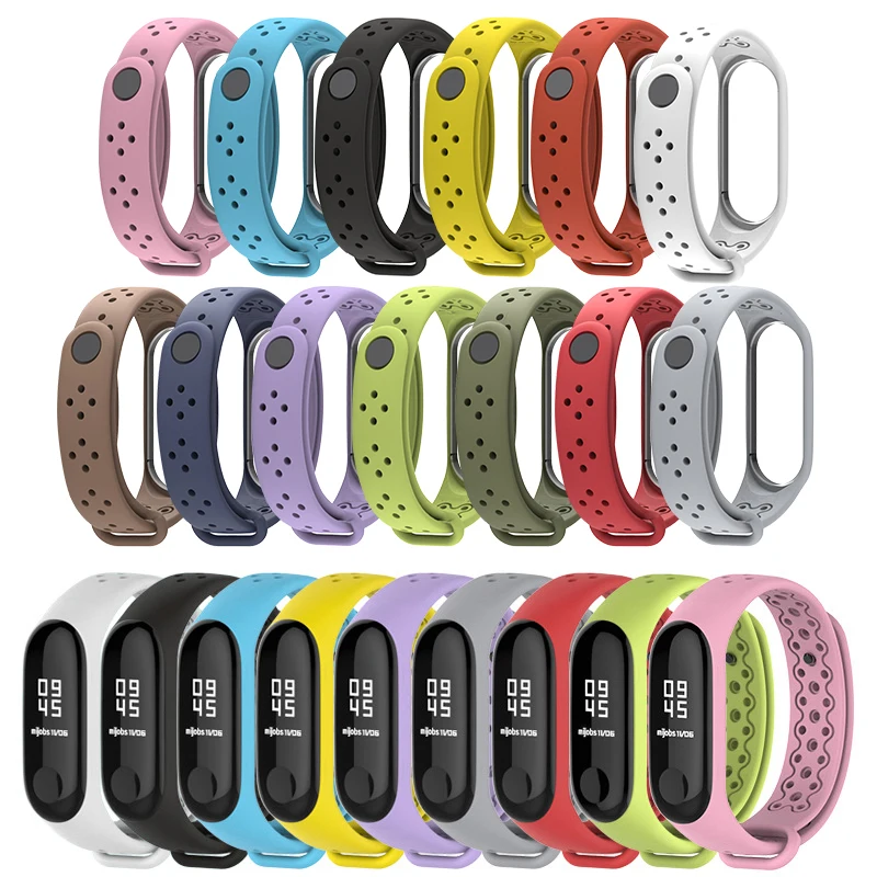 Ремешок силиконовый для наручных часов Mi Band 4 3 спортивный браслет Xiaomi