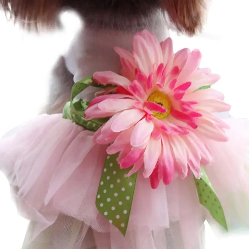 

Hot Sale Sun Flower Dog Dress Dog Gauze Tutu Dog Dresses Princess Pet Puppy Skirts Pet Dog Cat Princess Clothes Bowknot Jan16