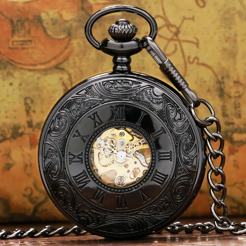 New Steampunk Retro Roman Number Pendant Mechanical Pocket Watch Men Women With Pin Chain P807C New Steampunk Retro Roman Number Pendant Mechanical Pocket Watch Men Women With Pin Chain P807C