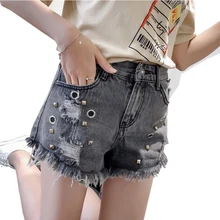Большие размеры летние короткие джинсы женская уличная одежда с высокой талией джинсовые рваные шорты горячие сексуальные короткие джинсы женские feminino LU820