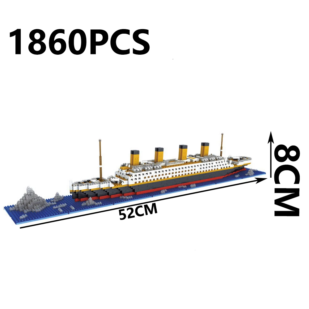 

Movie Titanic Ship Boat Iceverg 3D Model 1860pcs Mini DIY Building Diamond Blocks Bricks Toy