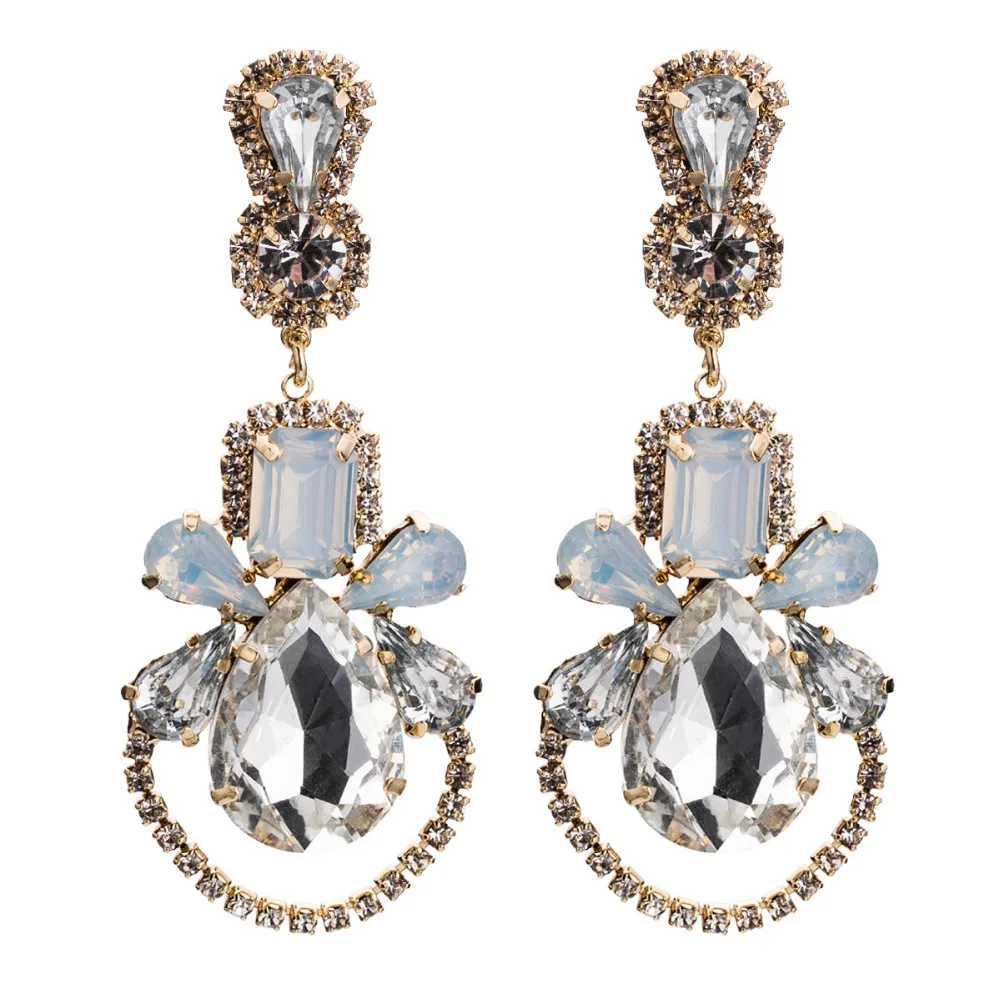 KMVEXO Water Drop Oorbellen Geometric Colorful Crystal Big Dangle Earrings For Women 2019 Wedding Party pendientes mujer moda