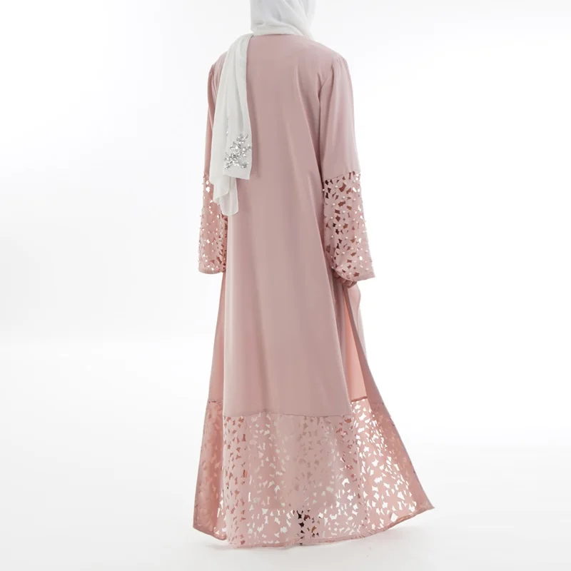 Мода лазерная гравировка мусульманское платье-Абая кардиган исламский Костюмы Для женщин джилбаба Djellaba халат мусульманин турецкий Baju кафтан