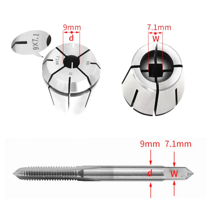 Rigid Tapping chuck ISO standard M3M24 ERG32 ER32 Collet Taps square
