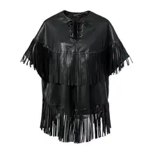 Лидер продаж плащ пальто из искусственной кожи весна осень короткий рукав с кисточками шнуровка Женский Уличная Стиль куртки gx1024