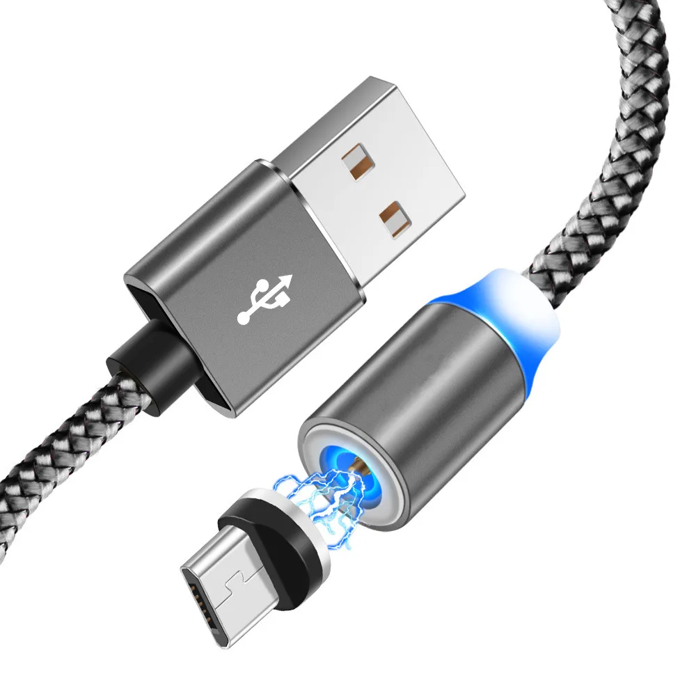 Магнитный зарядный кабель Micro USB для Samsung S7 S6 Edge A10 A6 A7 2018 Шнур apple iphone 5 5s 6 7 8 plus X