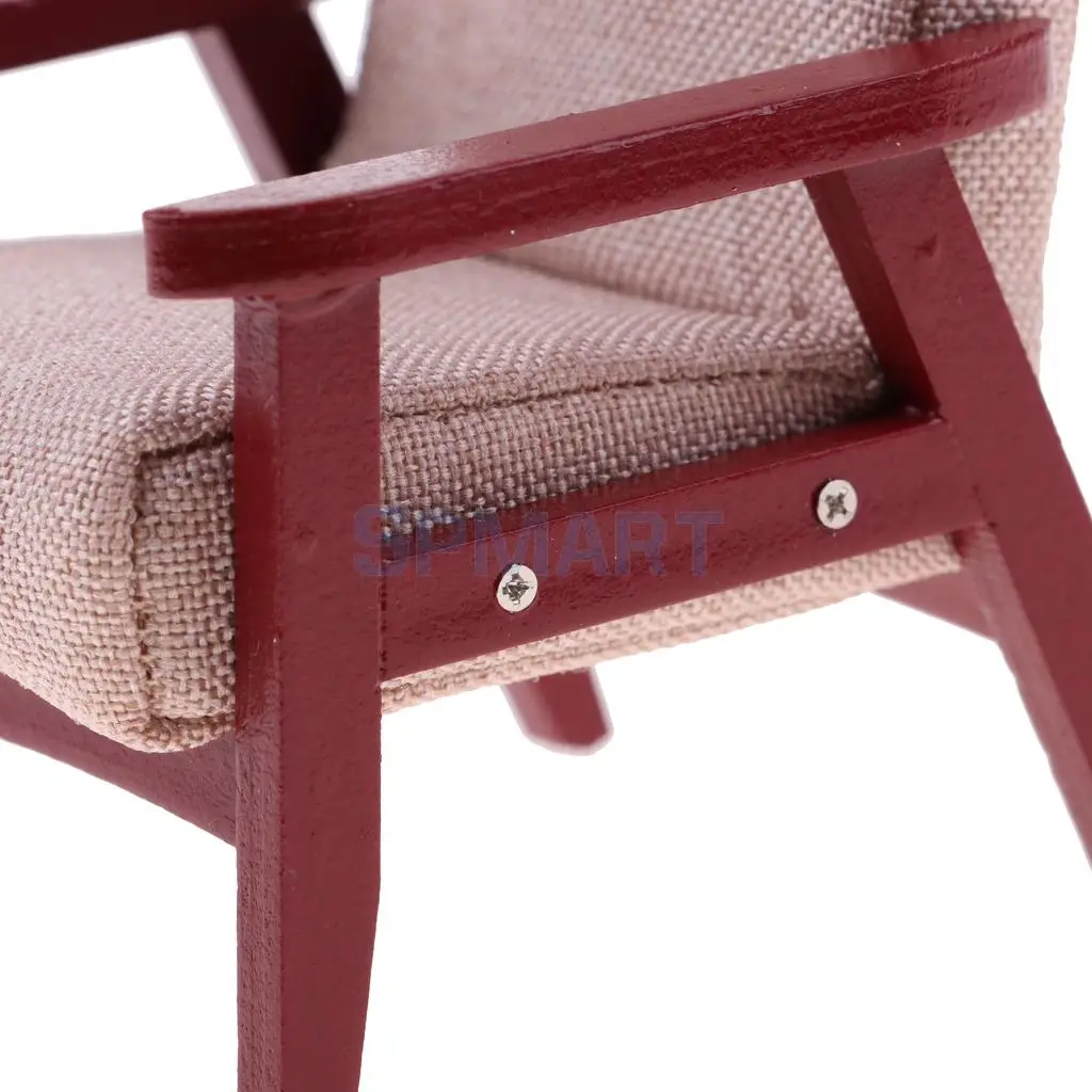 1:12 Scale Wood Dollhouse Miniature Single Sofa Chair Living Room Bedroom Furniture Decor Dolls Action Figures Acc Model Toy