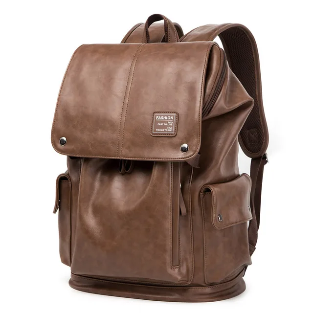 Бренд BISON DENIM, мужской рюкзак, водонепроницаемый, модный, из искусственной кожи, дорожная сумка, 15 дюймов, для ноутбука, школьная сумка для подростков, mochila N2832-1 - Цвет: Коричневый