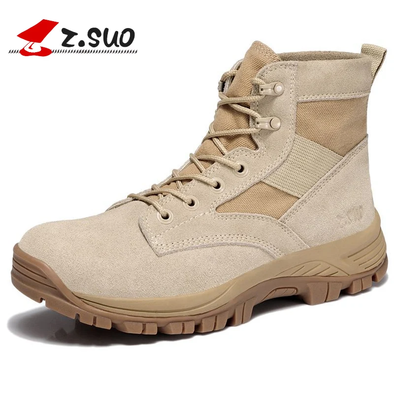 Z. Suo Moda homens sapatos de Inverno botas De Camurça da Vaca Lace Up Respirável/Confortável Estilo Britânico dos homens Martin botas casuais