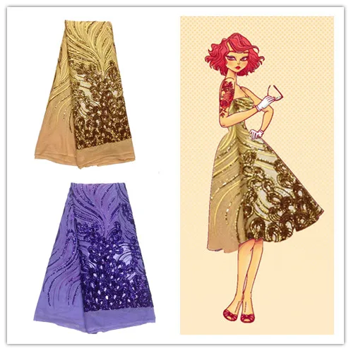 

Joyancy african lace fabric Eco-Friendly material gold sequins mesh lace 2016 hot sale high quality nigerian fabrics for party