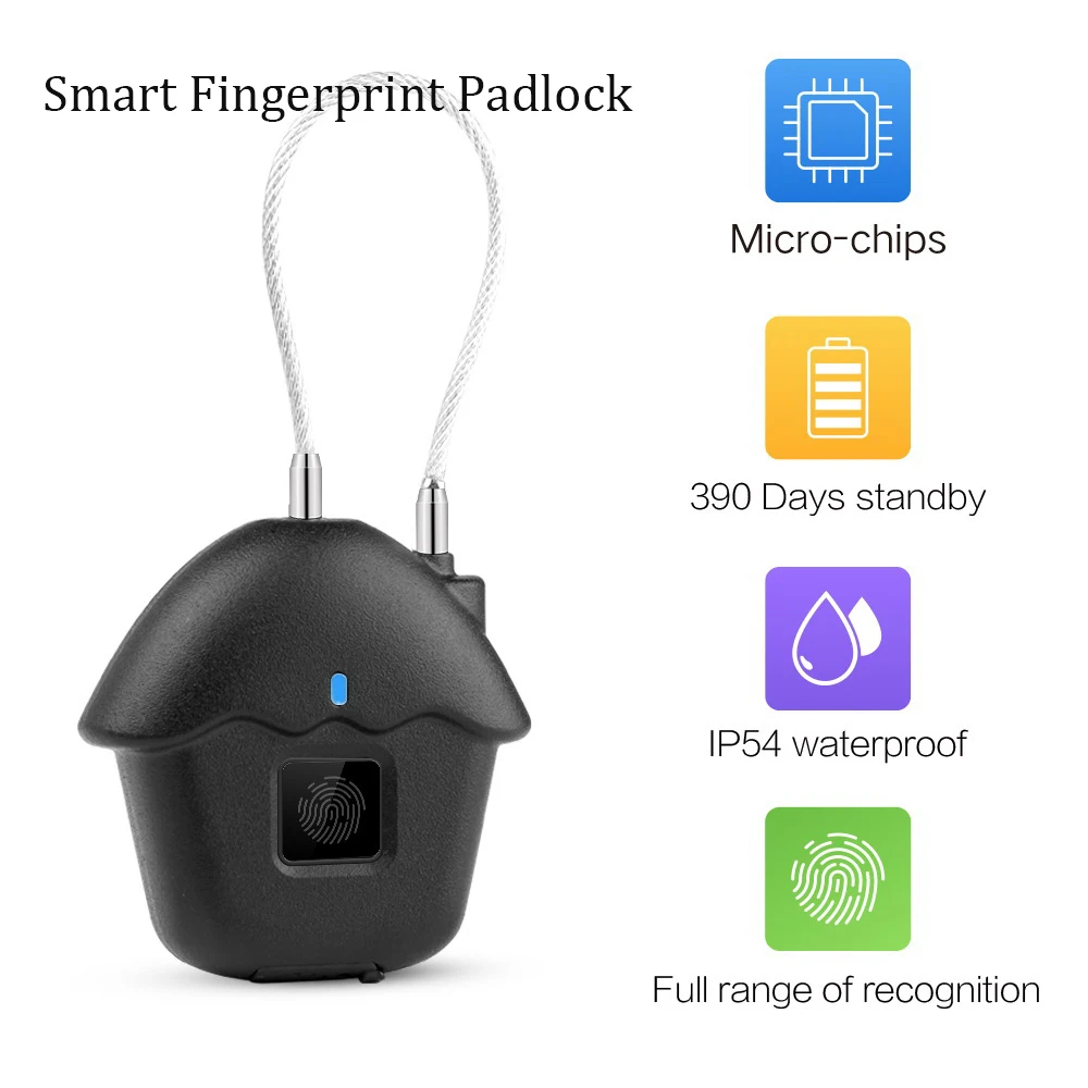 

New Smart Fingerprint Padlock Keyless USB Rechargeable Access HK03 Waterproof Anti-Theft Security Padlock Door Luggage Case Lock