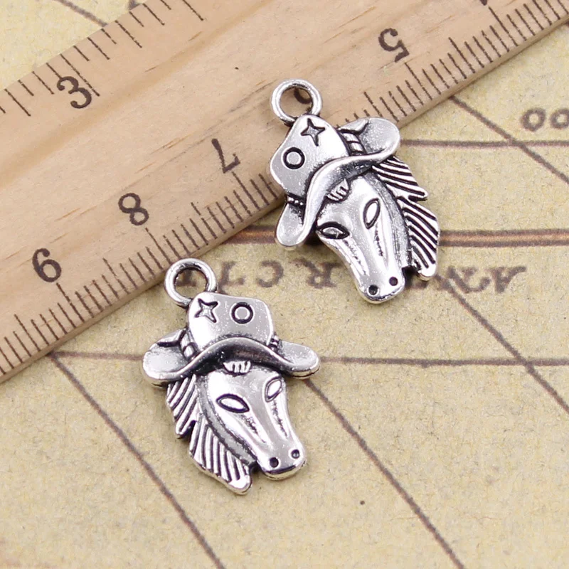 12pcs Charms Horse In Cowboy Hat 23x16mm Tibetan Bronze Silver Color Pendants Craft Making Findings Handmade Antique DIY Jewelry | Украшения