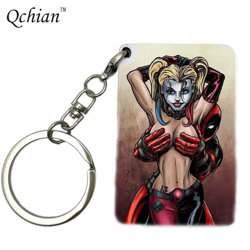 

Hot Movie New Avenager Superhero X-Men Deadpool Keychain for Men Keyholder Ring Deadpool Funny Key Chains 4*6cm