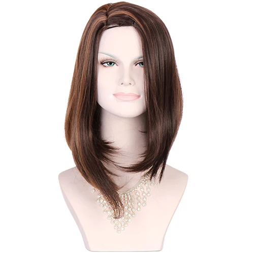 HAIRJOY Женские синтетические волосы парик Боб Прическа средняя часть челка короткие прямые блонд черный коричневый 4 цвета доступны - Цвет: mix color