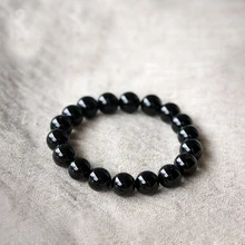 Bijoux черный оникс натуральный камень стрейч мужской браслет эластичный pulserase ювелирные изделия круглые бусины гладкие амулеты расширяемые Модные diy