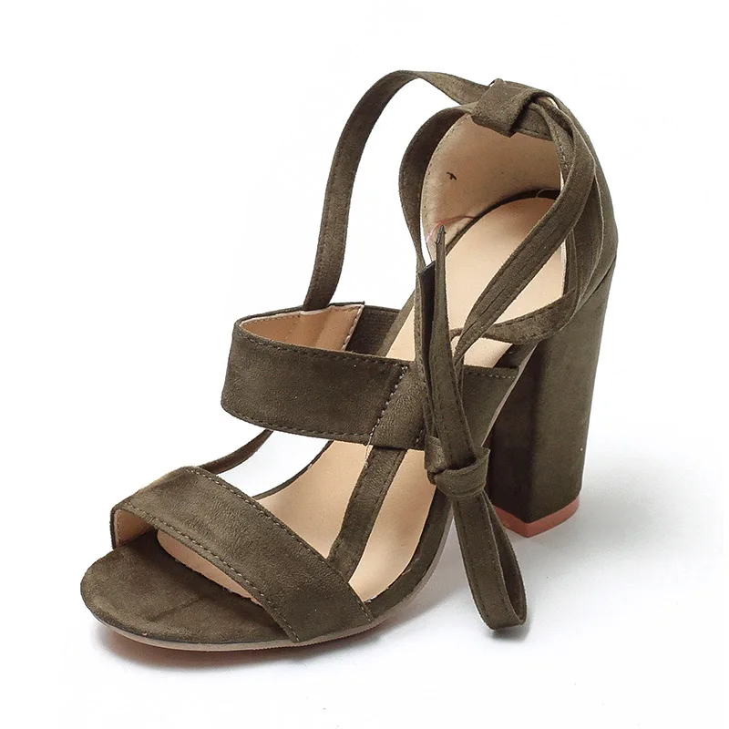 MCCKLE Women Sandals Ankle Strap High Heels Ladies Summer Shoes Elastic Band Ankle Cross Strap Female Square Heels For Woman