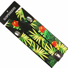 Winfox многоцветный тропический цветок с принтом листьев Clip-on Y вернуться Эластичные подтяжки для мужские Для женщин