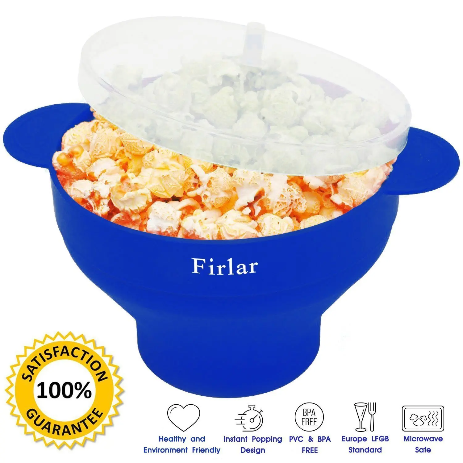 Firlar Microwave Oven Popcorn Maker Folding Food Grade Silicone Pop Corn Bowl Bakingware DIY