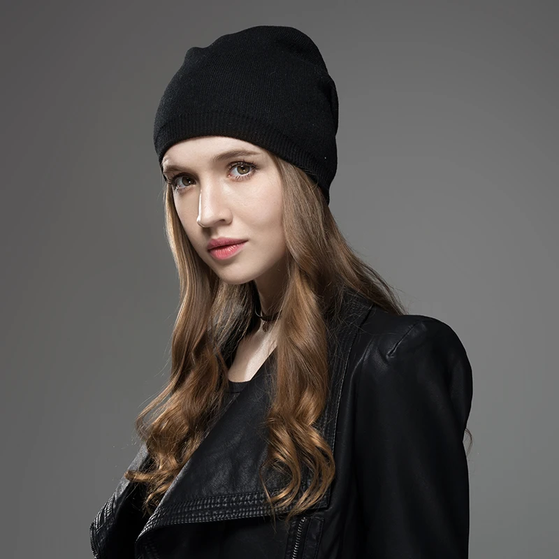 Зимние шапки для женщин новая однотонная шерстяная Асимметричная вязаная Модная брендовая Повседневная теплая шапка женская вязаная Лыжная шапка