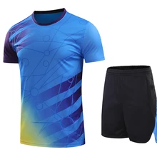 Печать комплект для бадминтона мужчин/женщин, одежда для бадминтона, спортивные теннисные наборы, одежда для настольного тенниса 216AB