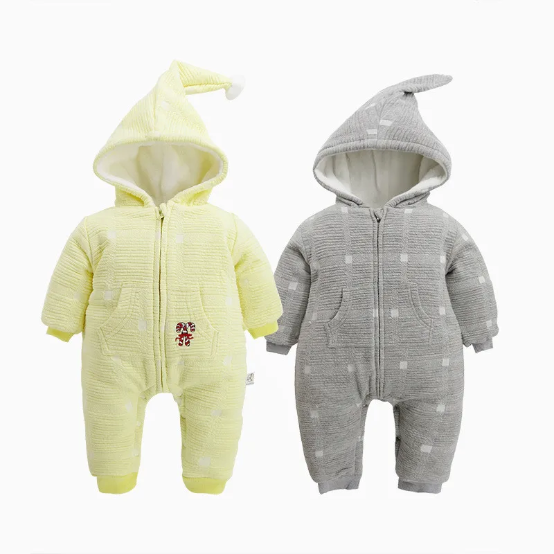  Baby Winter Thick Cashmere Rompers Baby Boys Baby Girls Thick Cotton Romper Kids Full Hooded Bodysuits Newborn Jumpsuit 201716