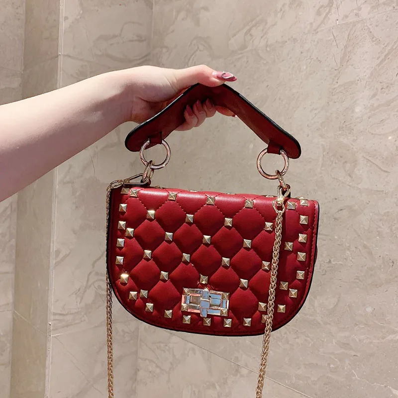 

100% Genuine Leather Fashion Shoulder Bags High Quality Rivet Crossbody Bag Luxury Handbags Women Bags Designer Logo Clutches