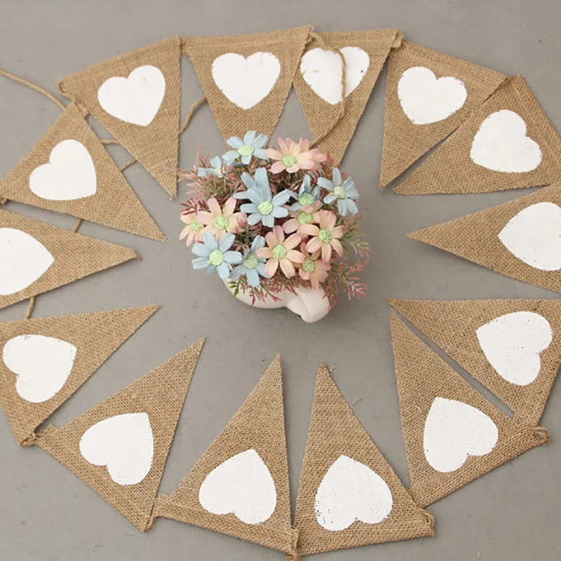 Джутовый Лен любовь конфеты бар флажки декор для вечеринки Babyshower венок рогатки