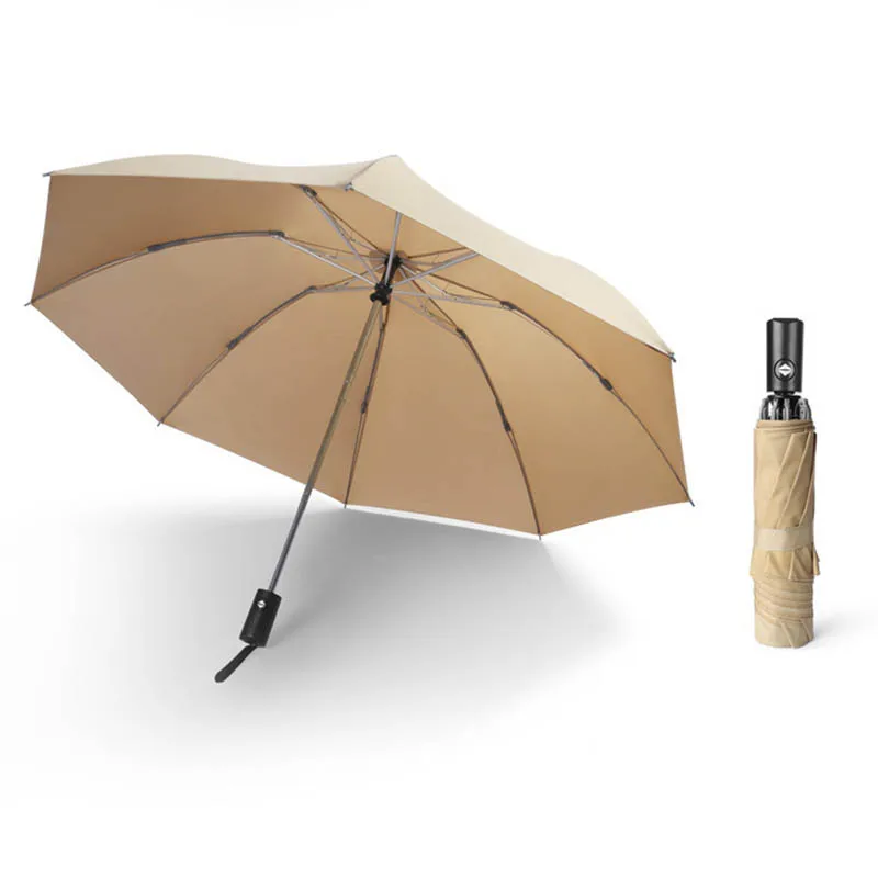 Автоматический Солнечный день и дождь двойного назначения зонтик защита от ветра, УФ излучения портативный 3 раза зонтик коммерческий дождевик - Цвет: Цвет: желтый
