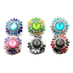 10 pcs Flower Форма Rhinestone 20mm/18mm кнопки Fit Имбирное печенье Кожа Личность браслет для женщин MDB18-319 * 10