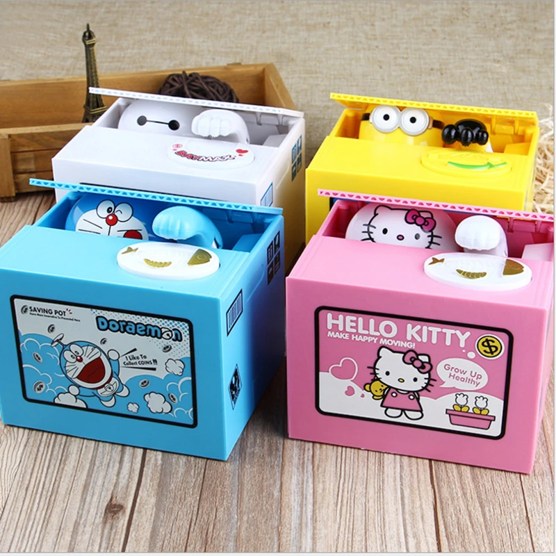 

Automatic Money Box Doraemon Hello Kitty steal Saving Coins Bank Creative Piggy Box Friend Kids Birthday Gift Desktop Decor