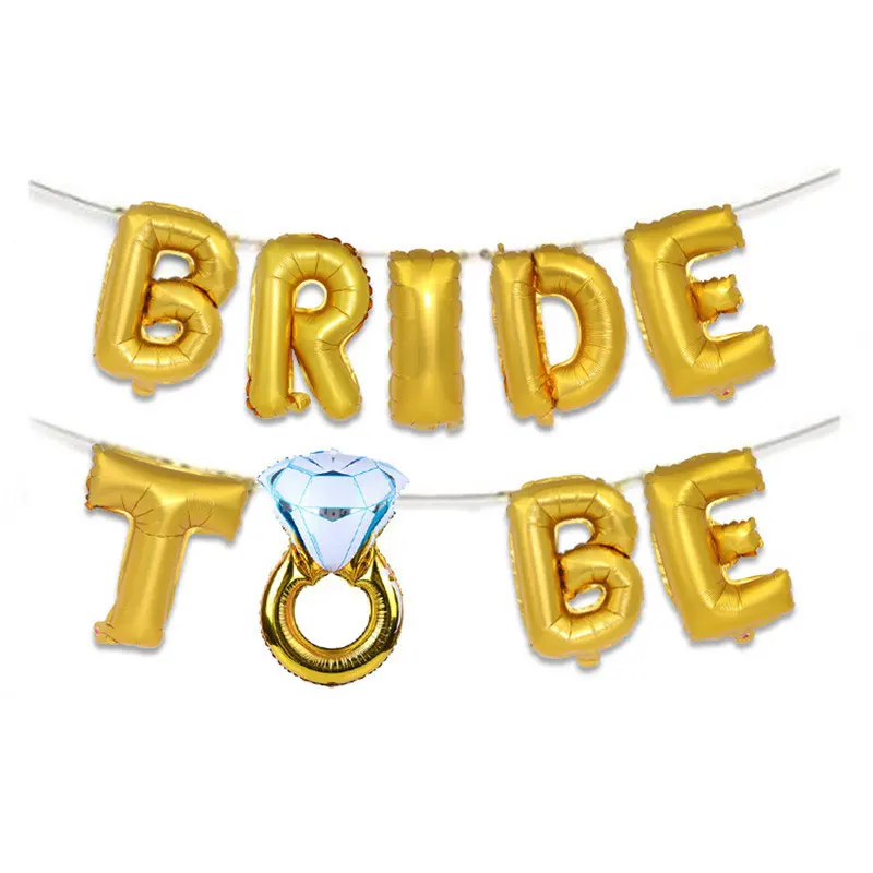 Свадебные душ 16 дюймов цвета: золотистый, серебристый буквы "Bride to be" Фольга шарики кольцо с бриллиантом на воздушном шаре для курица вечерние свадебные сувениры класс A, B - Цвет: Gold Diamond