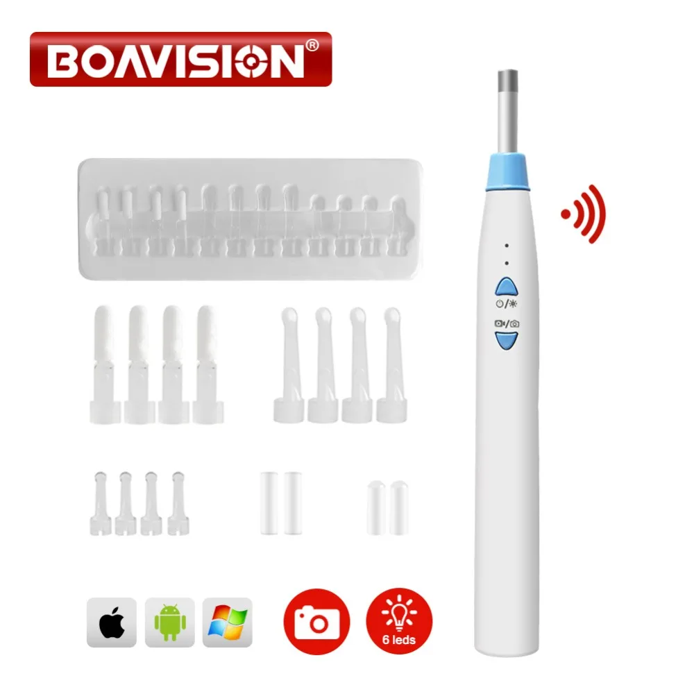 

Super Mini 720P Wireless WIFI Ear Cleaning Endoscope HD Visual Ear Spoon 5.5mm Inspection Otoscope Camera Android PC IOS F180