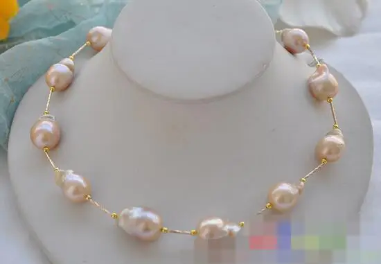 

song voge gem nanJ0728 PINK baroque KESHI REBORN PEARL GOLDEN NECKLACE