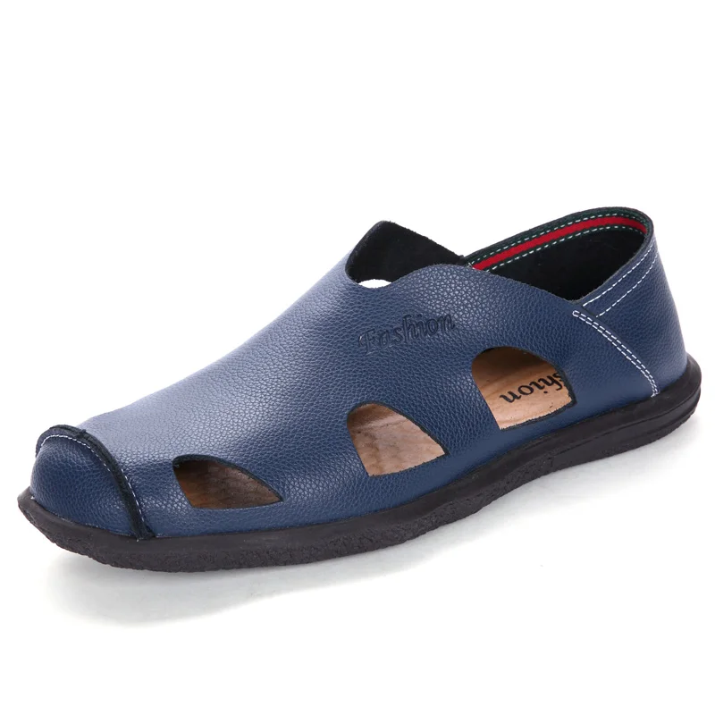 Мужские сандалии Baotou кожаные на лето Нескользящие обувь для улицы 2018|shoes men|shoe man