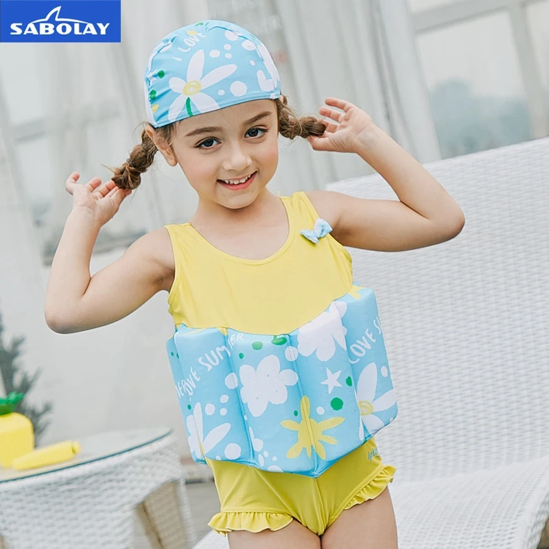 SABOLAY Children's Buoyant Swimsuit One Piece Summer Elastic Vest Floatation SwimSuit Large Kids