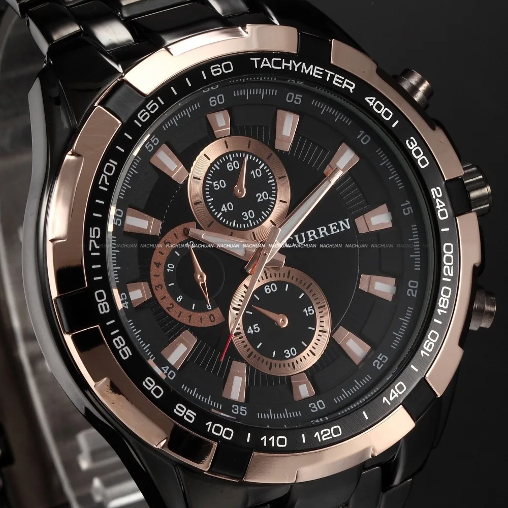 2016 CURREN Tag Brand Fashion Men Sport Analog Watches Men's Quartz Clock Male Casual Full Stainless Steel Military Wrist Watch