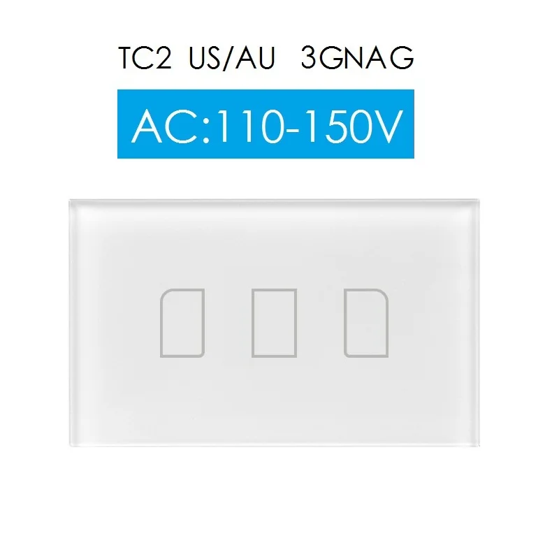 Broadlink TC2 US/AU умный дом RF сенсорный светильник переключатели 1/2/3 110V 220V Дистанционное Управление настенный сенсорный выключатель работает rm pro пульт дистанционного управления - Цвет: TC2 US 110V 3GANG