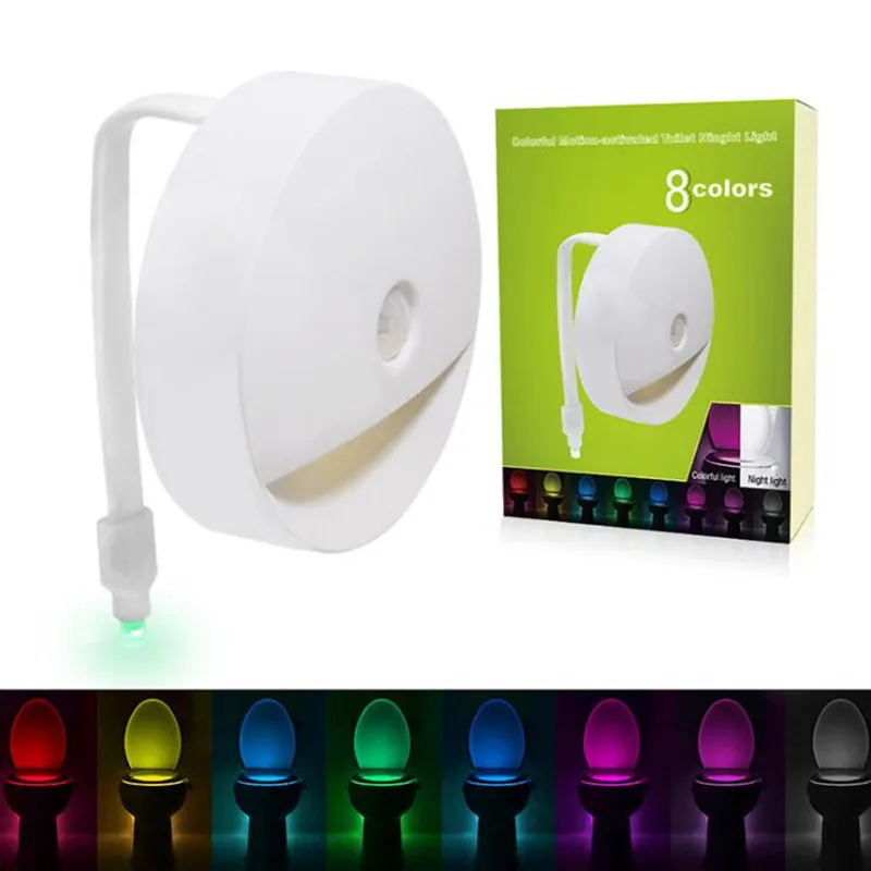 5pcs/lot AAA battery Toilet Led Light Motion Sensor bathroom closestool led night light 8 Colors