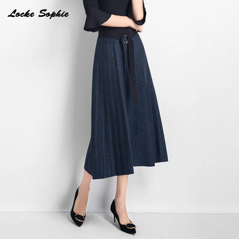 1 шт. Высокая талия карандаш для женщин юбки осень вязаный хлопок сплайсинга selastic пояс плиссированная юбка женские Обтягивающие юбки