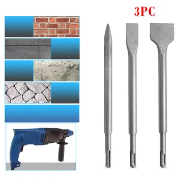 

3pcs Advanced Rotary Hammer Chisel Bits Set Chrome Molybdenum Steel Tile for SDS-Plus Electric Hammer With Storage Carry Case
