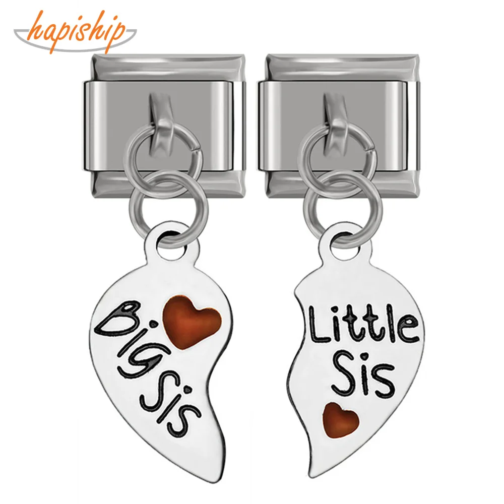 

Hapiship 2019 Original Daisy Titanium Steel Sweet Big Sister Italian Charm Fit 9mm Bracelet Stainless Steel Jewelry Making DJ152