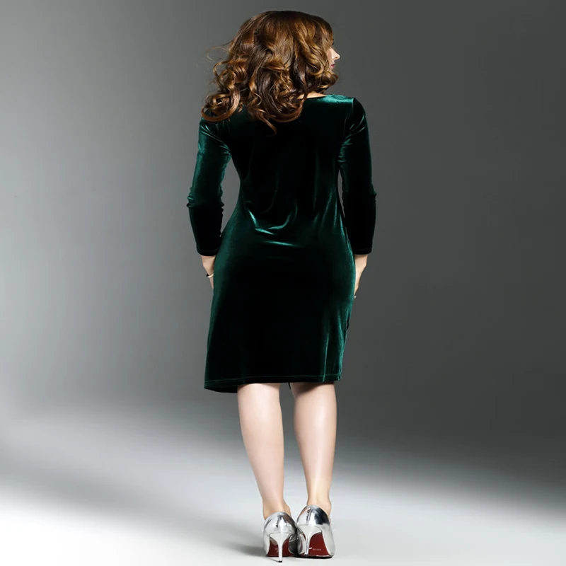 2018 autumn polyester full sleeved o-neck dress women elegant Slim was thin Solid knee-length solid womens dress S -XXXL 313